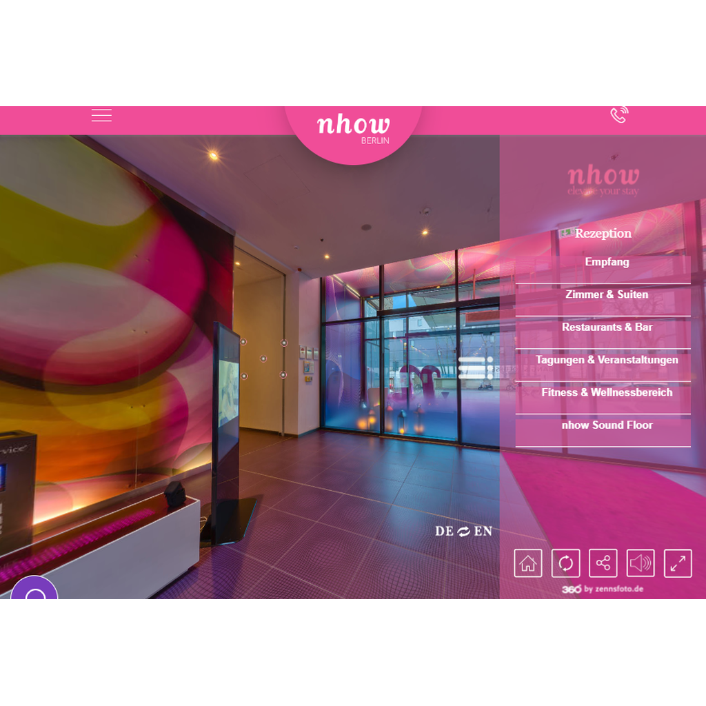 Virtual reality tour van het hotel